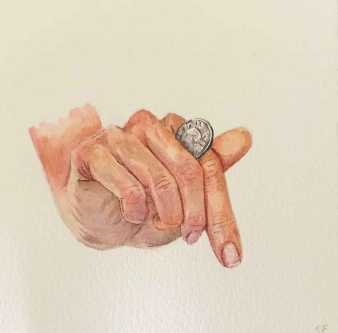Coin - painting by Sasha Fofanova