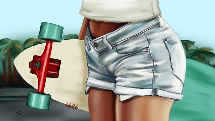 Summer Vibes: Skateboard and Sunshine - painting